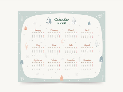 Calendar 2022 2022 calendar cute design graphic doodle holiday new year playful printable trend