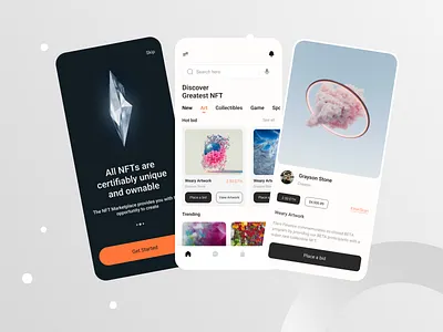 NFT Marketplace - Mobile App app design ios app mobile app nft app nft collections app nft marketplace nft marketplace mobile app nft marketplace ui kit nft mobile app nft mobile app concept nfts mobile marketplace ui ux