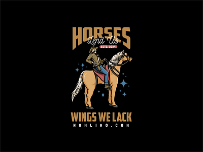 Skull Become Cowboy And Ride Horse above adventure animals badge cartoon cowboy distressed gun horse illustration lack logo old retro ride skull texas tshirt design typography vintage