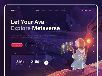 METAVERSE - Ready to Explore! 🤠 adventure design flat game graphic design header header landing page header website illustration metaverse procreate space ui virtual reality web design