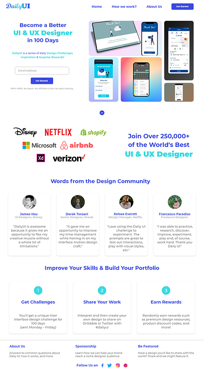 Redesign Daily UI Landing Page 100 adobexd app appui dailyui dailyui100 dailyuilandingpage design landingpage redesign ui ux webpage