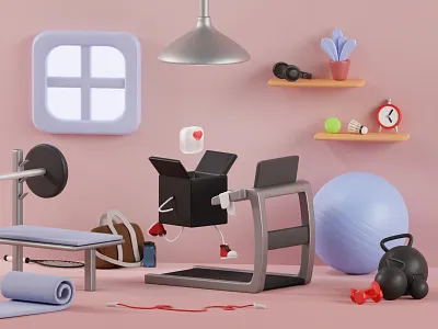 Apple Health 3d 3d illustration 3dart 3ddesign 3dmodeling 3drendering 3droom apple apple health blender c4d cinema4d illustration isometric lowpoly render scene ui