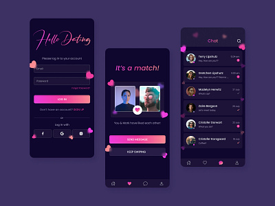 Hello Dating App 3d 3d ui app application colors dark ui date app dating dating app design glass effect glassmorphism gradient graphic design shadows typography ui ui design ux vector