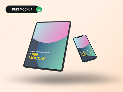 Free iPad Pro M1 12.9 and iPhone 13 Pro Max Mockup app design free freebie inch ios ipad pro 12.9 ipad pro m1 iphone 13 iphone 13 pro max mockup photo realistic presentation psd smartphone social media tablet template ui web