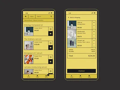 Yellow Shop basket colour design ecommerce flat lines minimalism minimalistic mobile shop simple ui yellow