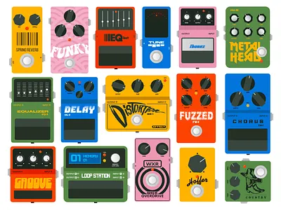 Guitar Pedals graphic design guitar illustration pedal