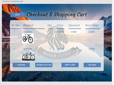Roar Bikes - Checkout & Shopping Cart - Web Design adobe xd design ui design ux design web design