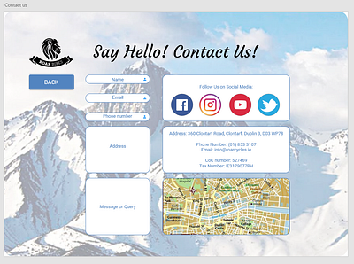 Roar Bikes - Contact Us - Web Design adobe xd design ui design ux design web design