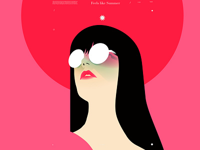 Feels like summer abstract bangs composition design girl illustration girl portrait glasses illustration laconic lines minimal portrait portrait illustration poster summer vibes