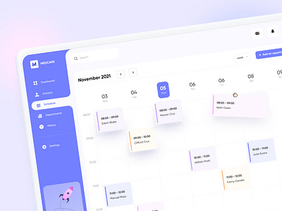 Calendar | Schedule for patients app calendar clean crm dashboard dashboard ux design doctor minimal patient saas schedule simple ui design ui ux ui ux dashboard ux web