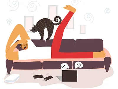 Procrastination illustration lazy procrastination vector waste of time