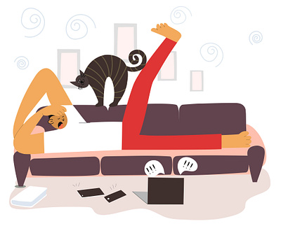 Procrastination illustration lazy procrastination vector waste of time