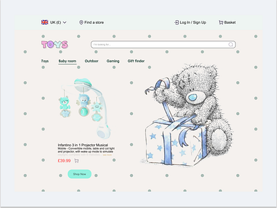 ToyShop baby blue design landing shop taddy teddy ux design ux ui