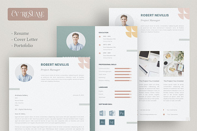 CV Resume Portofolio Template clean cover letter cv design cv resume cv resume portofolio cv template design graphic design illustration job job cv modern portofolio portofolio template professional professional cv professional job resume resume design resume template