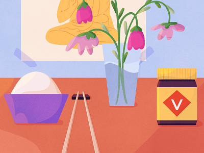 Culture buddha culture flowers food illustration poster rice