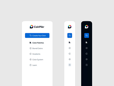 ColrPikr Sidebar Exploration dark darkui design dribbble flat design interaction interaction design logo minimal motion design motion graphics navigation nepal sidebar sidebar navigation ui