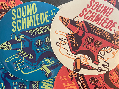 Stickers for soundschmiede.at artwork austrian illustrator color palette graphic design illustration illustrator logo merchandise music music artwork procreate sound studio staygoldgrafix sticker sticker design