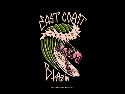 East Coast Blazin band bandmerch beach branding clothing clothing brand design graphic design graphic illustration hardcore illustration poppunk surfcloth tshirt art