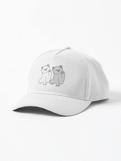 Baseball cap with 2 cat pose Hands up bussines graphic design illustration image vector