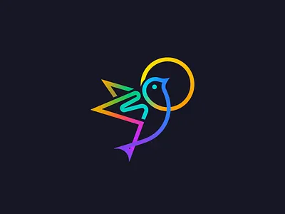 Ascending bird in front of the sun bird bird logo flying logo gradient lines logo