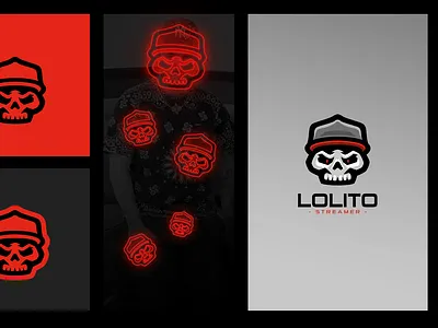 REDESIGN logo LOLITO branding cap design esports face gaming graphic design illustration logo lolito mascot red skull stream streaming twitch vector youtube
