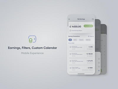 Earnings transactions, Custom Date Range Selection Designs application design date popup date range selection date selection earning transactions earnings earnings mobile filter by filters mobile mobile date range selection mobile design mobile filters mobile ux ui design user interface ux