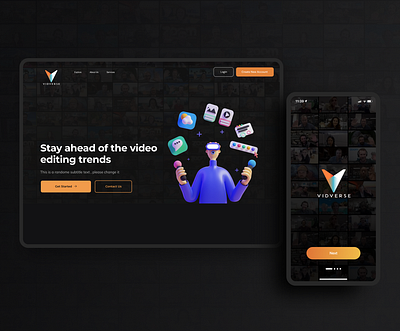 Vidverse Video Editor Landing Page branding design landing page landing page design ui uiux video editing app video editor