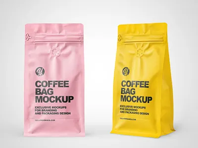 Matte Coffee Bags Mockups PSD 3d branding design graphic design illustration label design mockup mockupdesign pack package visualization