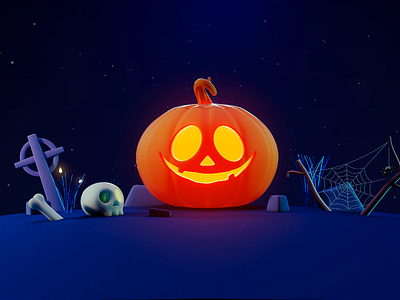 Halloween Promo Campaign - Part I 3d aftereffects animation c4d character design eye fall halloween illustration moon motion night orange pumpkin render scary skull spooky vivid motion