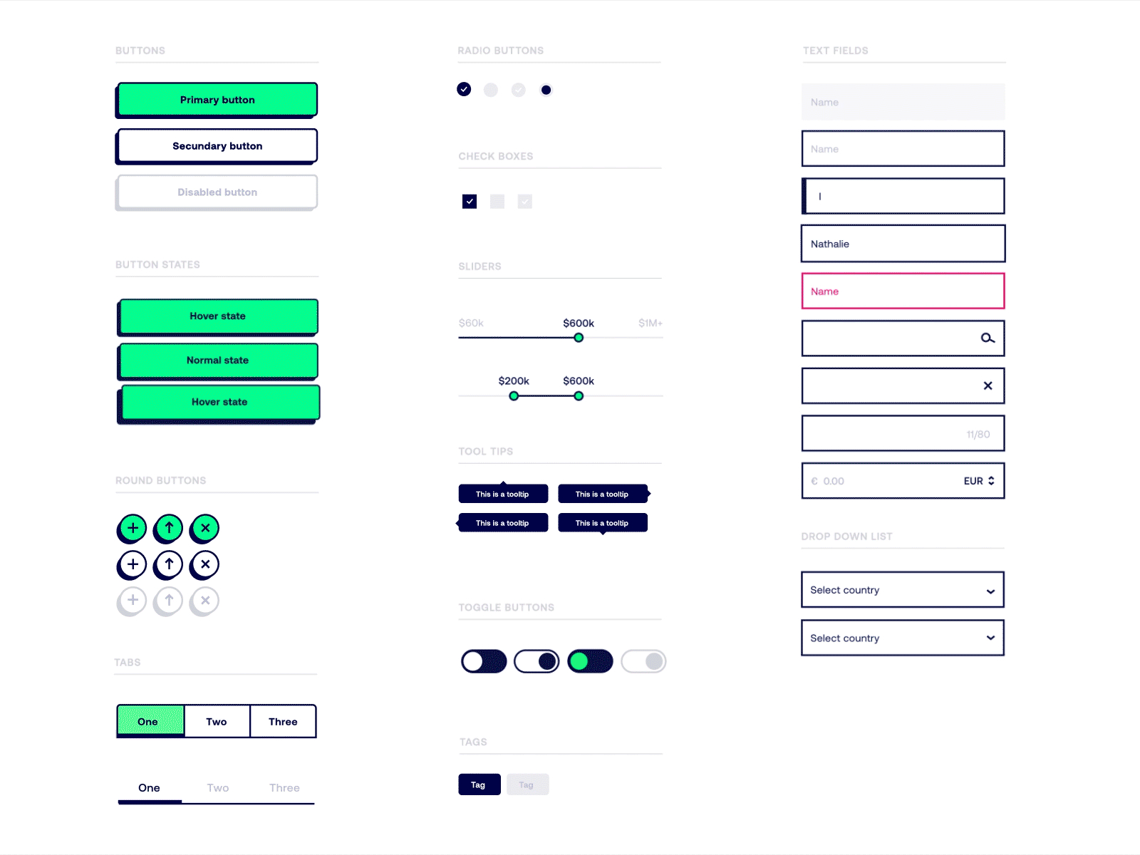 Easyvest animated UI-kit 2d animation after affects animation button design dropdown hover logo loop menu selection slider ui wewantmore