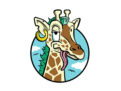 Giraffe mascot animal caricature cartoon character face funny giraffe head illustration mascot