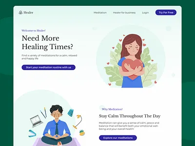 Landing Page for Meditation App design landing page meditation app ui ux