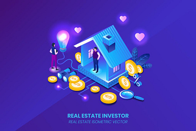 Real Estate Investor - Isometric Vector 3d 3d illustration app application banner concept design eps illustration isometric isometry jpg landing page page png real estate vector web web design website