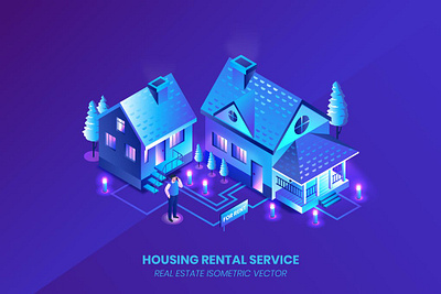 Housing Rental Service - Isometric Vector 3d app banner concept design download eps graphic graphics illustration isometric isometry jpg landing page presentation resources vector web web design website