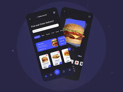 Delivery App app dark delivery delivery app flat food food delivery online services online shipping paradigm ui