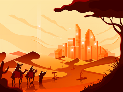 Desert walk branding design fireart fireart studio flat illustration ui ux