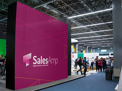 SalesAmp trade show booth booth branding convention design magenta marketing pink sales salesamp trade show triangles