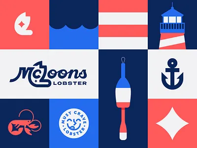 McLoons No. 9 branding buoy claw food illustration lighthouse lobster maine restaurant