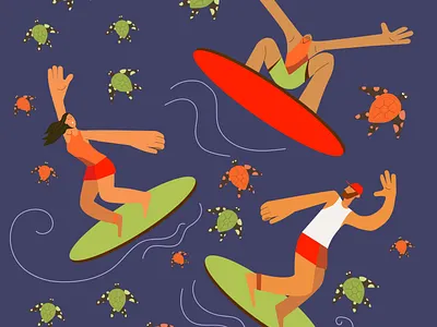 Summer time friendship summer surf turtle