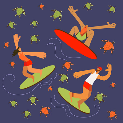 Summer time friendship summer surf turtle