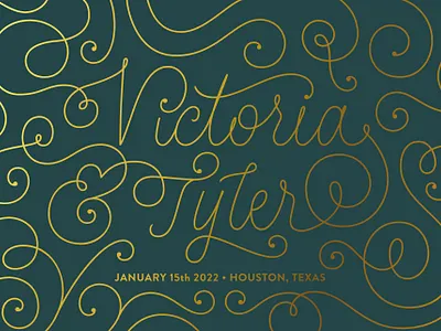 Winter Wedding Invite elegant design elegant lettering forest green gold gold foil graphic design green invitation letterer lettering letters print design swirly type typography vector lettering vectors wedding invitation winter winter colors