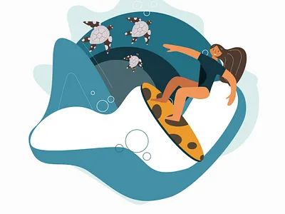 Surf girl cost summer surf turtles vacation young