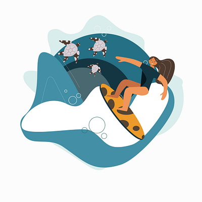 Surf girl cost summer surf turtles vacation young