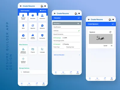 RESUME BUILDER APP DESIGN app app design branding cv cv maker design job finder job searching app resume resume builder app design resume maker ui uiux