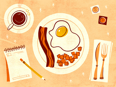 Wakey wakey, eggs n' bakey... bacon breakfast brunch cafe coffee digital illustration diner eggs food illustration mid century mid century modern morning retro vintage