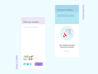 Daily UI 054 - Confirmation adobe xd challenge creation daily ui dailyui design graphic design home icon illustration image interface logo party popper post success ui ux