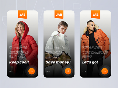JAB Streetwear: Fashion Store App (OnBoarding) app branding design icon illustration logo typography ui ux vector