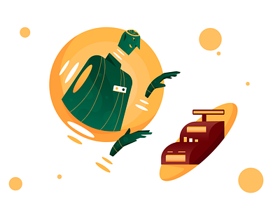 Robot cashier ai android cashier character count desk flat geometrical gradient graphic design icon illustration landing minimal money robot sell seller vector web