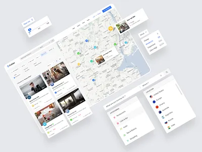 Business Listing Page Elements business business directory card cards dashboard elements filter housing landing listing property real estae restaurants search bar template ui ui design uiux user interface website