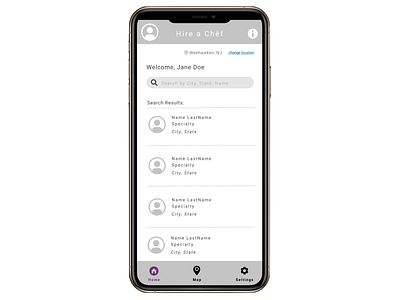 Hire a Chef App Design - Home Page (low fidelity) app design chef graphic design ui ux